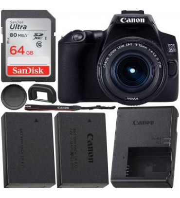 Canon EOS 250D (Rebel SL3) DSLR Camera with 18-55mm IS STM Lens & Starter Accessory Bundle