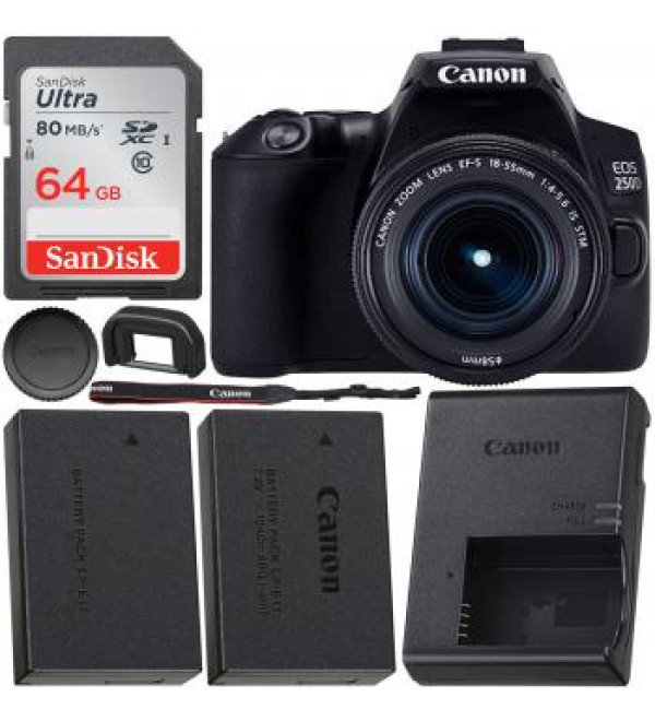 Canon EOS 250D (Rebel SL3) DSLR Camera with 18-55mm IS STM Lens & Starter Accessory Bundle