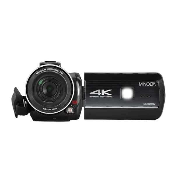 Minolta MN4K25NV 4K Ultra HD 30MP 3" Touchscreen Camcorder with Night Vision, Black