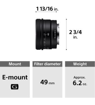 Sony FE 40mm f/2.5 G Lens + 0.43x Wide-Angle Lens Attachment with Detachable Macro, 3PC Multi-Coated UV Filter Kit (UV, CPL, FLD), 2.2X Telephoto Lens Attachment & Much More (20pc Bundle)