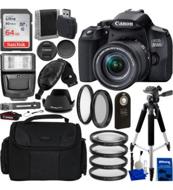 Canon EOS 850D Digital SLR Camera with 18-55mm EF-S IS STM Lens and Essential Starter Kit.