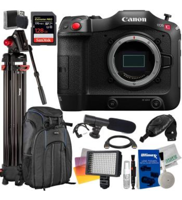Canon EOS C70 Cinema Camera  with Essential Accessory Bundle - Includes: SanDisk Extreme Pro 128GB SDXC, Professional 72â€ Video Tripod, Water Resistant Deluxe Backpack & Much More