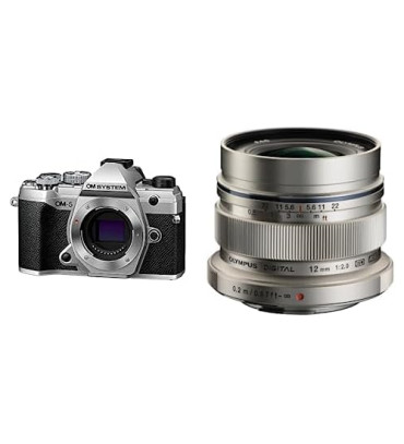 OM SYSTEM OM-5 Mirrorless Camera with M. Zuiko Digital ED 12mm f/2 Lens (Silver)