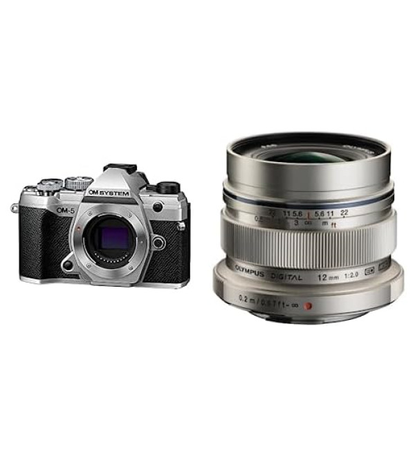 OM SYSTEM OM-5 Mirrorless Camera with M. Zuiko Digital ED 12mm f/2 Lens (Silver)
