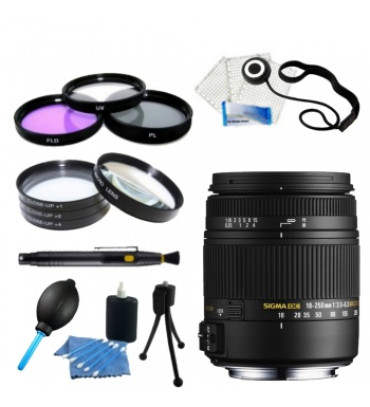 Sigma 18-250mm f/3.5-6.3 DC OS HSM Autofocus Zoom Lens For Pentax Cameras + Accessory Bundle