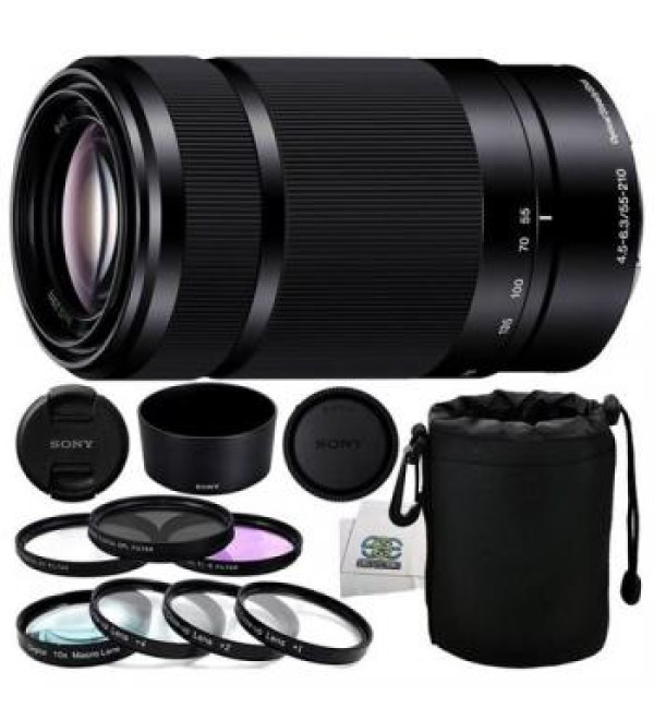 Sony SEL55210 55-210mm f/4.5-6.3 Lens + Accessory Bundle (Black)