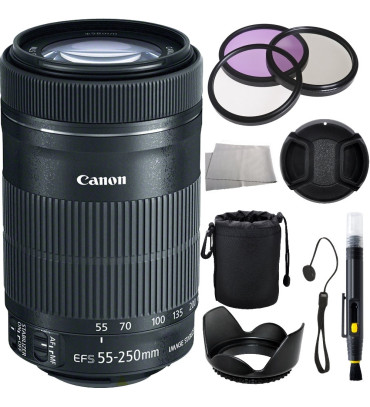 Canon EF-S 55-250mm f/4-5.6 IS STM Lens + Accessory Bundle