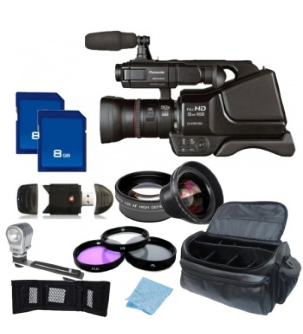 Panasonic AG-AC8PJ AVCCAM HD Shoulder-Mount Camcorder + Accessory Bundle