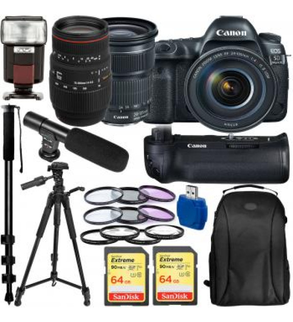 Canon EOS 5D Mark IV DSLR Camera with 24-105mm f/4L II Lens, Sigma 70-300mm f/4-5.6 Lens and Accessory Bundle