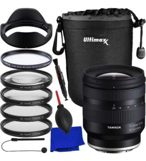 Tamron 11-20mm f/2.8 Di III-A RXD Lens for Sony E with Starter Accessory Bundle: 4PC Macro Close-Up Filter Kit, Protective Multi-Coated UV Filter & More (14pc Bundle)