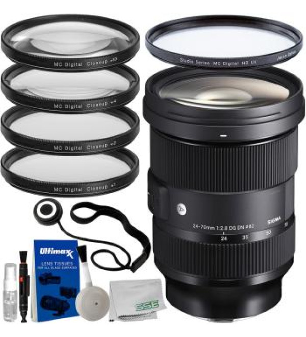 Sigma 24-70mm f/2.8 DG DN Art Lens for Sony E with Starter Accessory Bundle: Manufacturerâ€™s Accessories, Professional UV Filter, 4PC Macro Close-Up Filter Kit (+1, 2, 4, 10 Diopter) & More