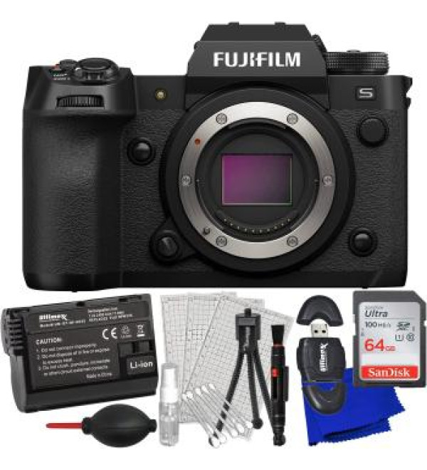 FUJIFILM X-H2S Mirrorless Camera (Body Only) + SanDisk 64GB Ultra Memory Card, 1x Spare Battery (2400 mAh), Memory Card Reader & More (23pc Bundle)