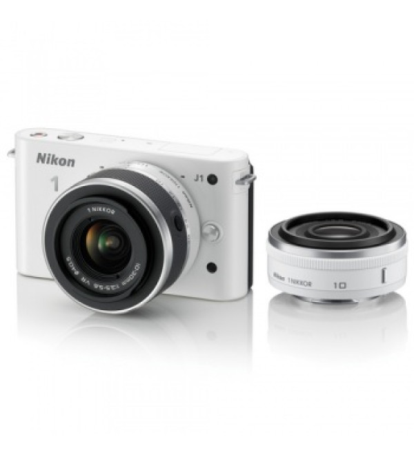 Nikon 1 J1 Mirrorless Digital Camera with 10mm WA/10-30mm Zoom Lens (White) 1J1