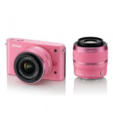 Nikon 1 J1 Mirrorless Digital Camera with 10-30mm / 30-110 mm Lens (Pink) 1J1