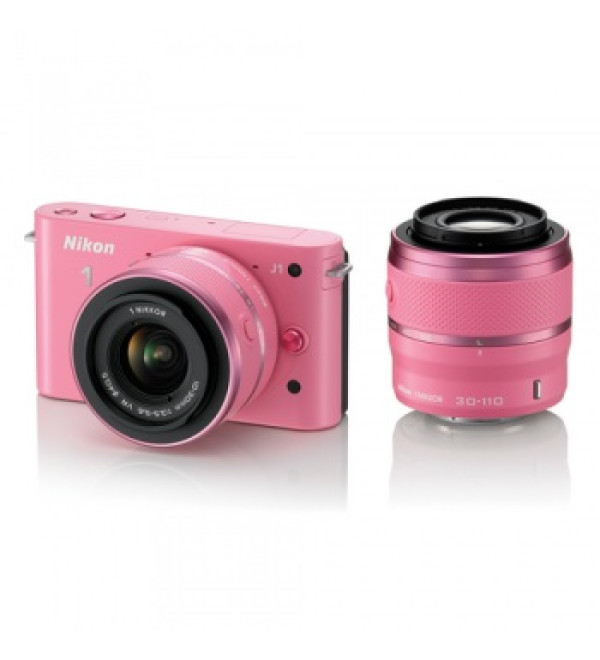 Nikon 1 J1 Mirrorless Digital Camera with 10-30mm / 30-110 mm Lens (Pink) 1J1