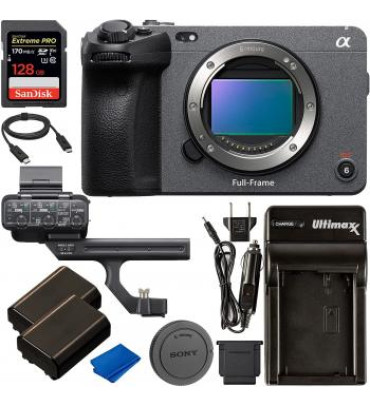 Sony FX3 Full-Frame Cinema Camera with Basic Accessory Bundle - Includes: XLR Handle Unit, SanDisk Extreme PRO 128GB SDXC Card, 2X Seller Supplied Replacement Batteries, Rapid Travel Charger & More