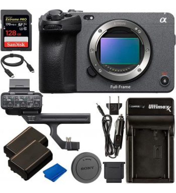 Sony FX3 Full-Frame Cinema Camera with Basic Accessory Bundle - Includes: XLR Handle Unit, SanDisk Extreme PRO 128GB SDXC Card, 2X Seller Supplied Replacement Batteries, Rapid Travel Charger & More