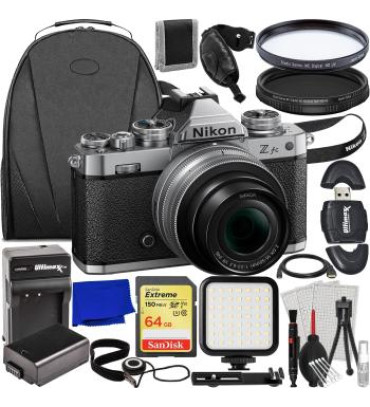 Nikon Zfc (Silver) with 16-50mm Lens & Essential Accessory Bundle: SanDisk 64GB Extreme SDXC, Spare Battery, Variable Neutral Density Filter (ND2-ND400) & More (25pc Bundle)