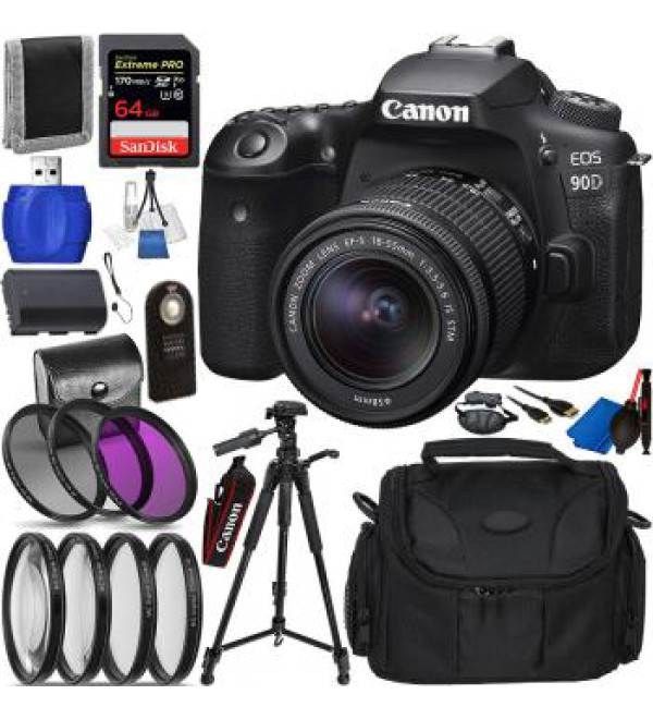 Canon EOS 90D DSLR Camera with 18-55mm Lens - 3616C009 Essential Bundle