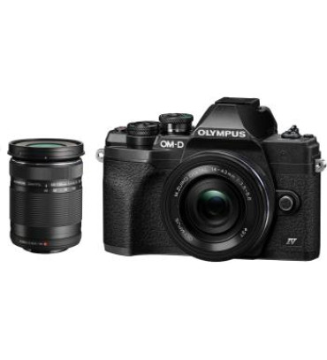 Olympus OM-D E-M10 Mark IV Mirrorless Camera with 14-42mm EZ Lens & ED 40-150mm f/4-5.6 R Lens (Black)
