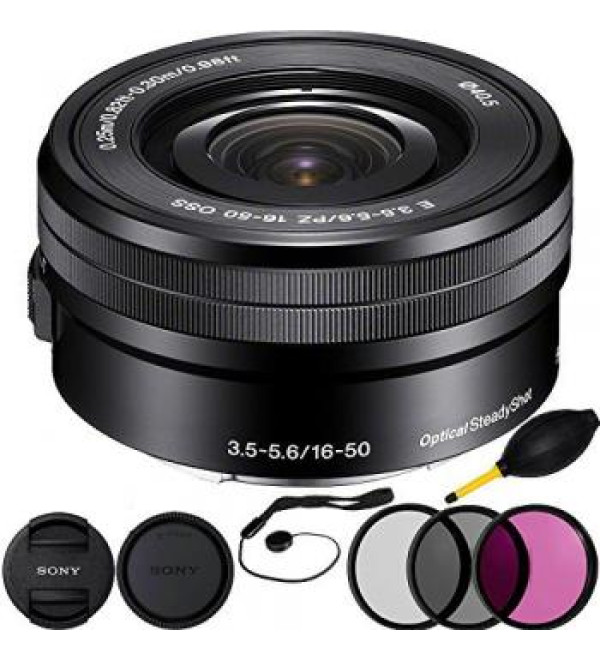 Sony E PZ 16-50mm f/3.5-5.6 OSS (White Box) with 6PC Accessory Bundle