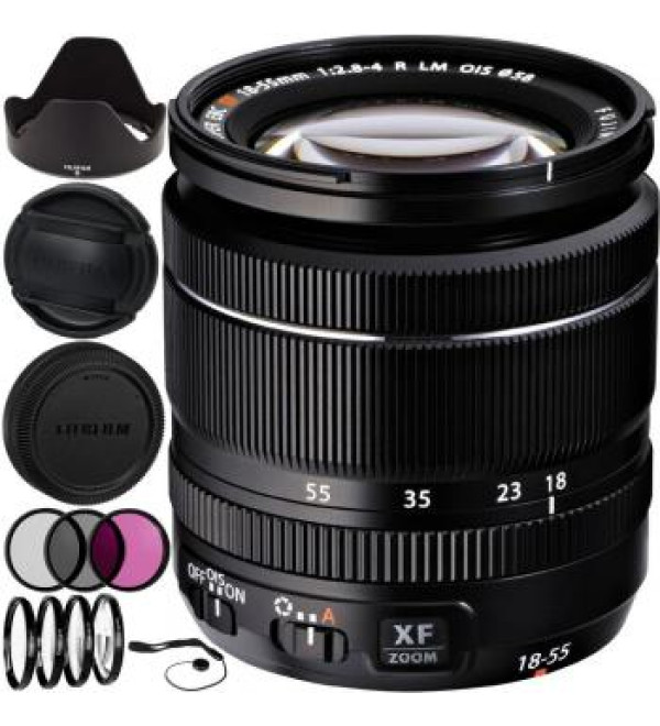 Fujifilm XF 18-55mm f/2.8-4 R LM OIS Zoom Lens (White Box) Filter Bundle