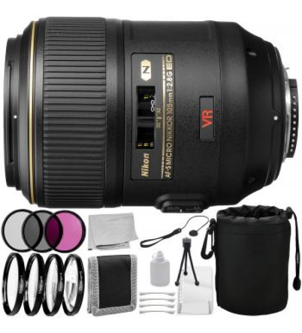 Nikon AF-S VR Micro 105mm f/2.8G IF-ED Lens with 12PC Accessory Bundle