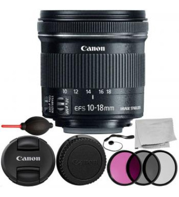 Canon EF-S 10-18mm f/4.5-5.6 IS STM Lens with 6PC Accessory Bundle