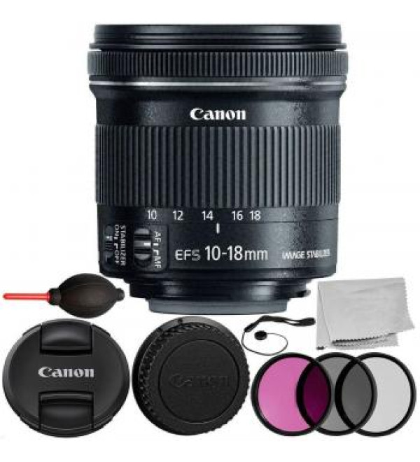 Canon EF-S 10-18mm f/4.5-5.6 IS STM Lens with 6PC Accessory Bundle