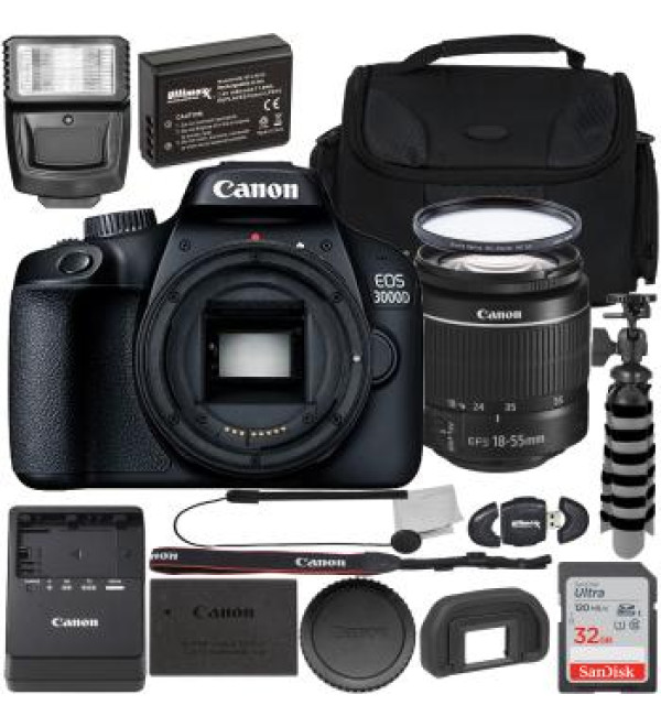 Canon EOS 3000D DSLR Camera with EF-S 18-55mm f/3.5-5.6 III Lens with Accessory Bundle