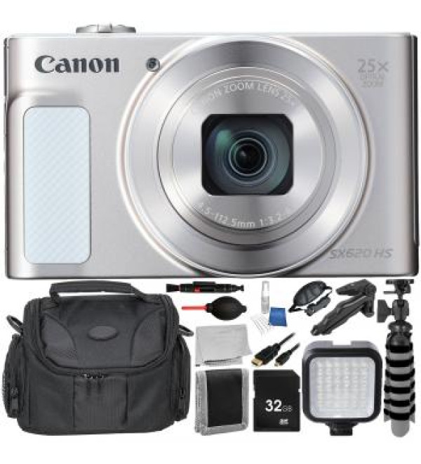 Canon PowerShot SX620 HS Digital Camera (White) Accessory Bundle