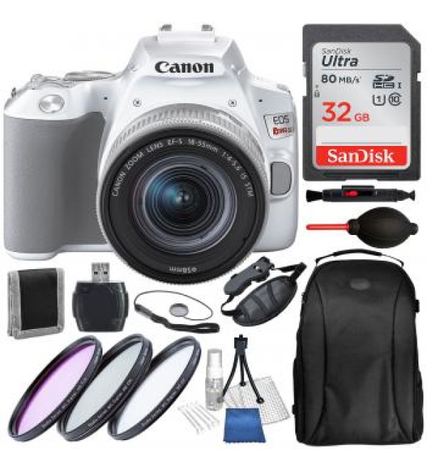 Canon EOS Rebel SL3 DSLR Camera with 18-55mm Lens (White) - 3457C001 and Accessory Bundle
