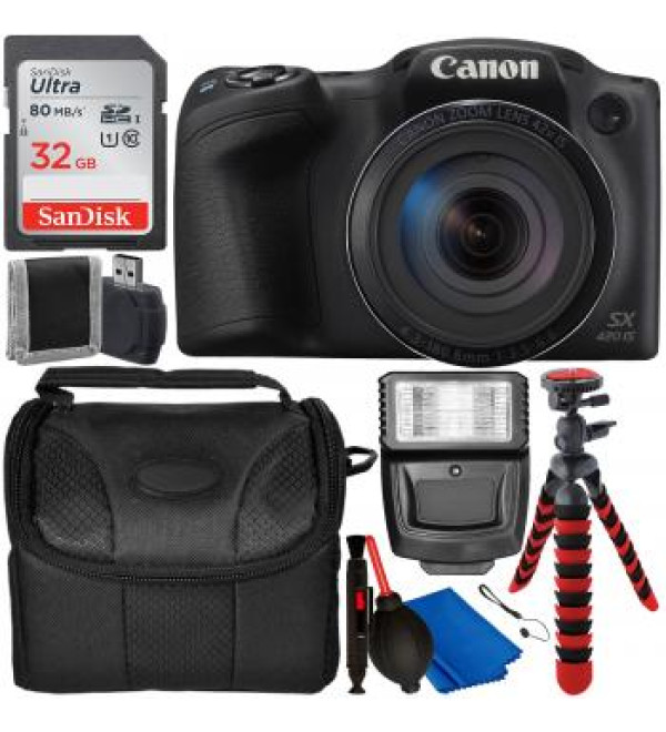 Canon PowerShot SX420 IS Digital Camera (Black) with Accessory Bundle