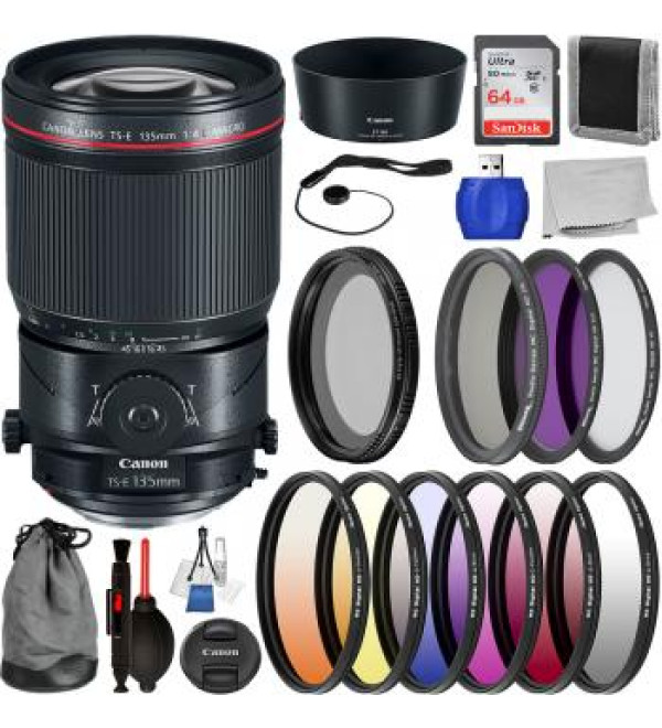 Canon TS-E 135mm f/4L Macro Tilt-Shift Lens - 2275C002 with Deluxe Lens Bundle