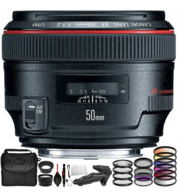 Canon EF 50mm f/1.2L USM Lens with Accessory Bundle