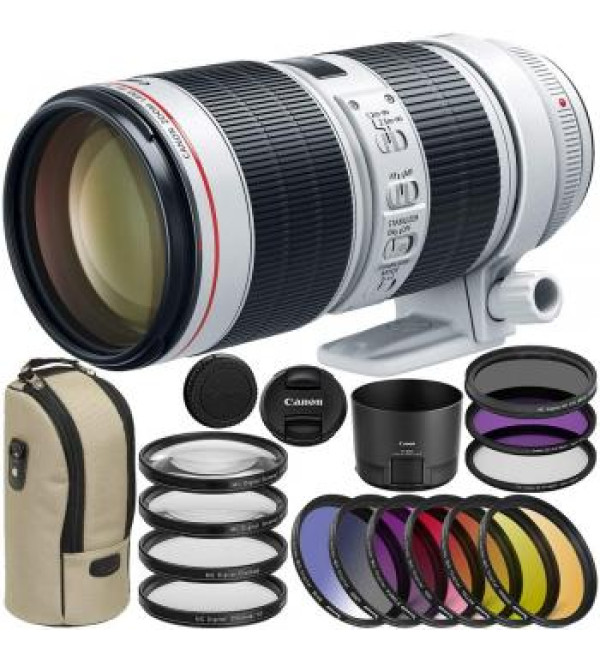 Canon EF 70-200mm f/2.8L IS III USM Lens 9pc Accessory Bundle + 3PC Filter Kit (UV-CPL-FLD) + More