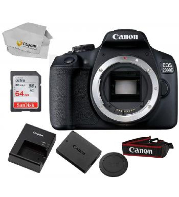 Canon EOS 2000D (Rebel T7) Body Only with Free SanDisk Ultra 64GB SDHC Class 10 Card
