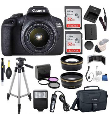 Canon EOS 2000D (Rebel T7) Digital SLR Camera with 18-55mm Prime Lens Bundle