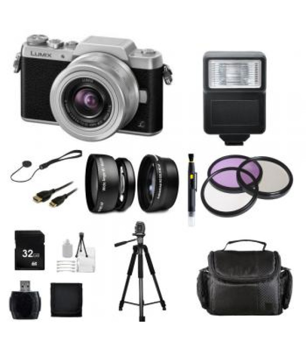 Panasonic Lumix DMC-GF7 Mirrorless Micro Four Thirds Digital Camera with 12-32mm f/3.5-5.6 ASPH. Lens (Silver) + Professional Photographers Bundle