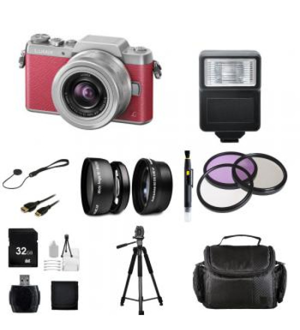 Panasonic Lumix DMC-GF7 Mirrorless Micro Four Thirds Digital Camera with 12-32mm f/3.5-5.6 ASPH. Lens (Pink and Silver) + Professional Photographers Bundle