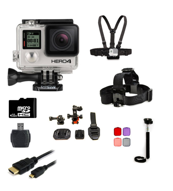 GoPro Hero4 Black Edition Camera + Helmet Kit Bundle