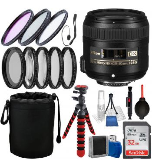 Nikon AF-S DX Micro NIKKOR 40mm f/2.8G Lens - 2200 and Accessory Bundle