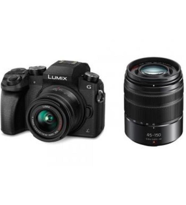Panasonic Lumix DMC-G7 Mirrorless Micro Four Thirds Digital Camera with 14-42mm and 45-150mm Lenses Kit (Black)