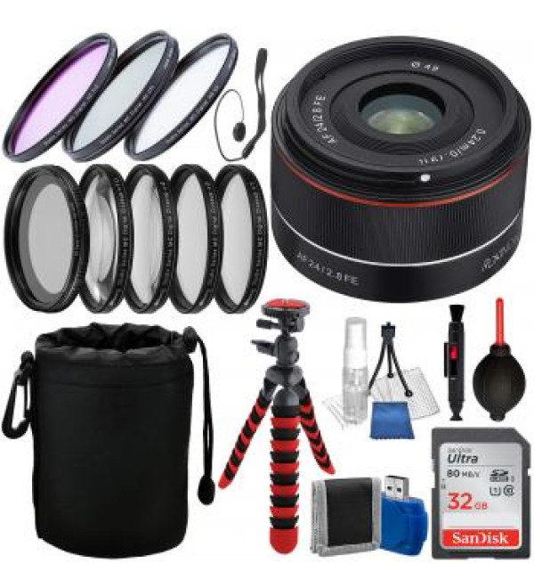 Rokinon AF 24mm f/2.8 FE Lens for Sony E - IO24AF-E and Accessory Bundle