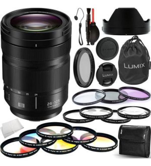 Panasonic Lumix S 24-105mm f/4 Macro O.I.S. Lens - S-R24105 with Advanced Accessory Bundle