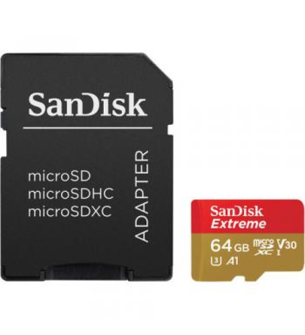 SanDisk 64GB Extreme UHS-I microSDXC Memory Card with SD Adapter