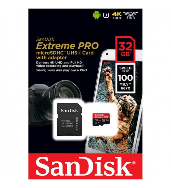 SanDisk Extreme Pro MicroSDHC 32 GB 4K Memory Card SDSDQXP-032G-A46A