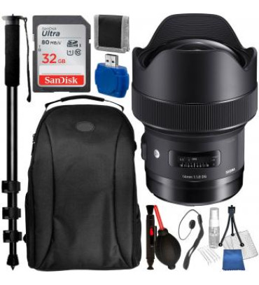 Sigma 14mm f/1.8 DG HSM Art Lens for Nikon F with Accessory Bundle