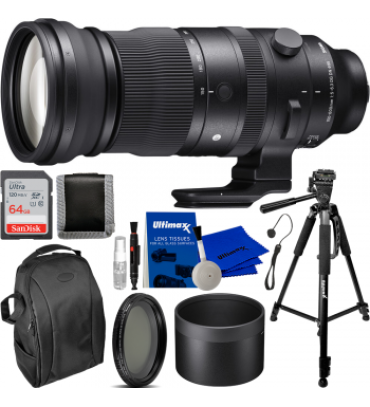 Sigma 150-600mm f/5-6.3 DG DN OS Sports Lens for Sony E with Essential Accessory Bundle.