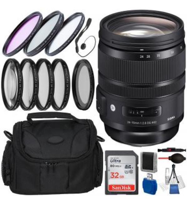 Sigma 24-70mm f/2.8 DG OS HSM Art Lens for Nikon F and Accessory Bundle